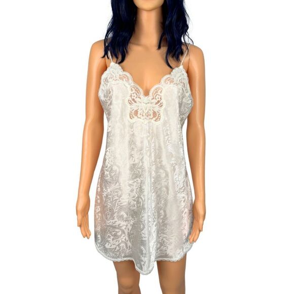 Vintage 70s Deena Ivory Slip Dress with Matching Robe Size Small - Picture 2 of 6